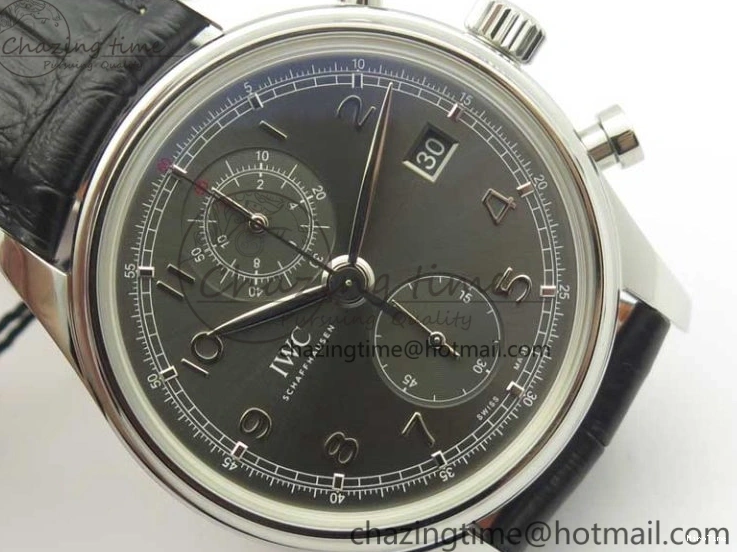 MIROTIME 0213 Portuguese Chrono SS ZF 1:1 Best Edition Gray Dial SS On Black Leather Strap A ZipUp 7215